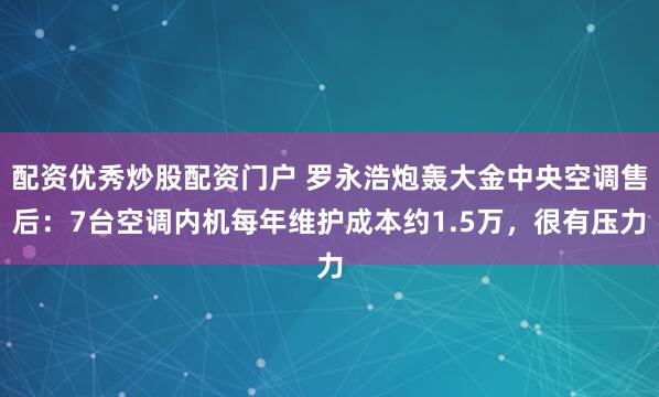 配资优秀炒股配资门户 罗永浩炮轰大金中央空调售后：7台空调内机每年维护成本约1.5万，很有压力
